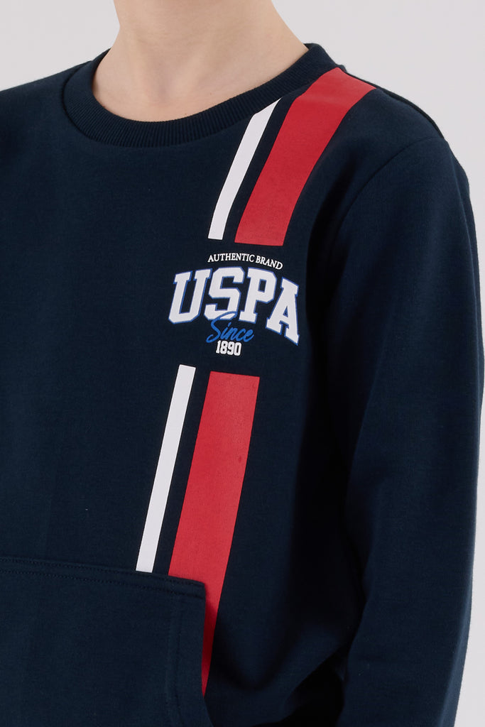 U.S. Polo Assn. plava trenerka za dječake sa crvenim detaljem-[SKU]