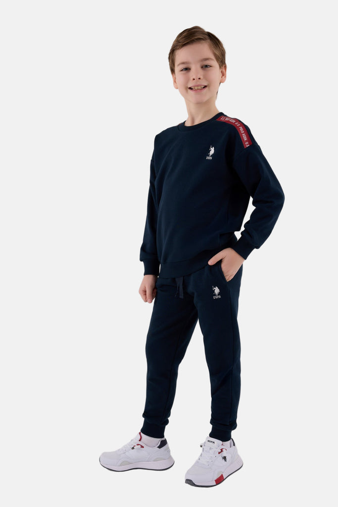 U.S. Polo Assn. plava trenerka za dječake sa crvenim detaljem-[SKU]