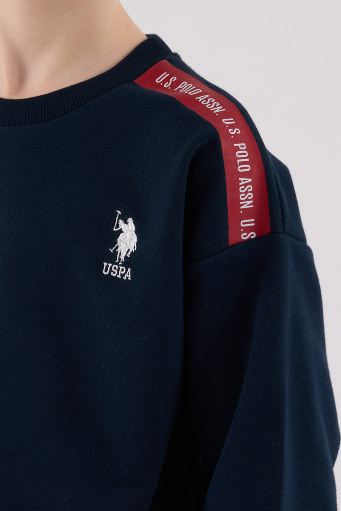 U.S. Polo Assn. plava trenerka za dječake sa crvenim detaljem-[SKU]