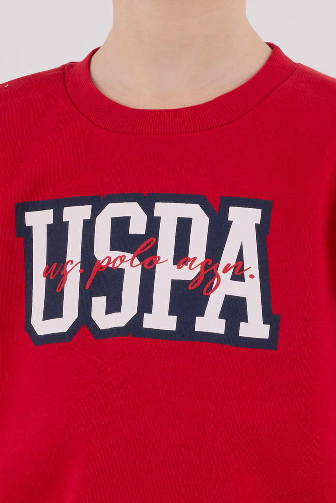 U.S. Polo Assn. crvena trenerka za dječake sa detaljima na rukavima-[SKU]