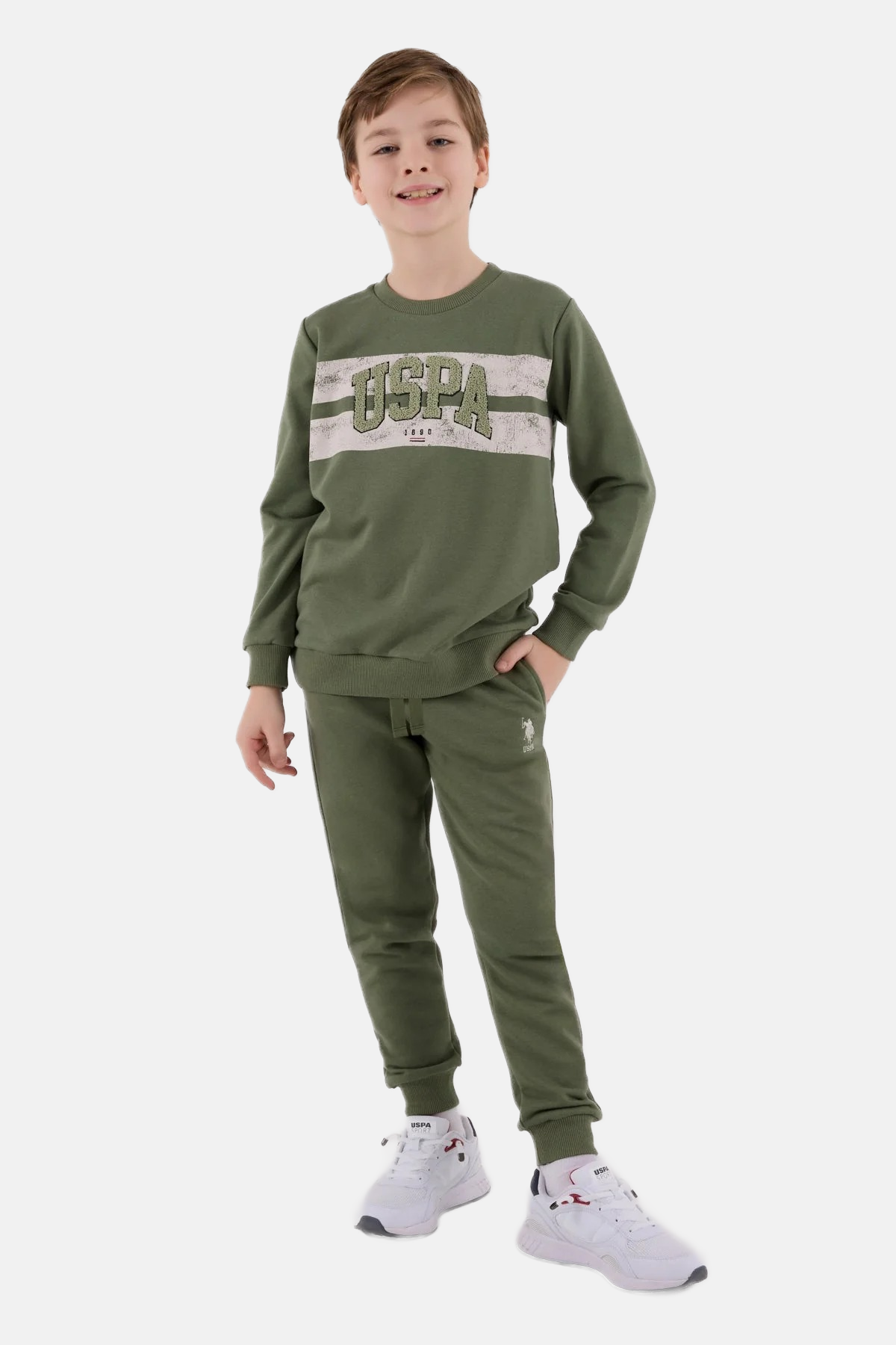 U.S. Polo Assn. zelena trenerka za dječake s natpisom