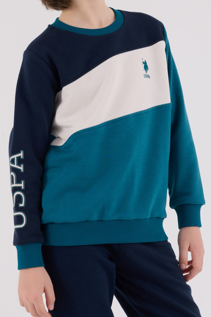 U.S. Polo Assn. teget plava trenerka za dječake sa svijetlim tonovima-[SKU]