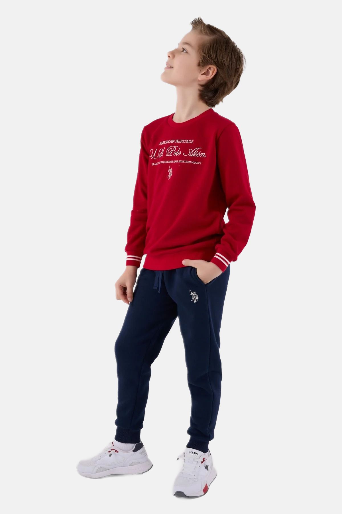U.S. Polo Assn. crvena trenerka za dječake s kontrastnim detaljima
