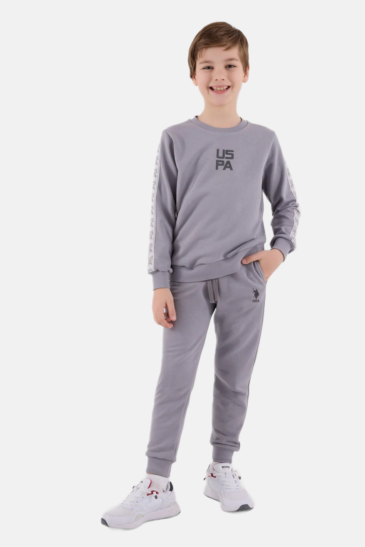 U.S. Polo Assn. siva trenerka za dječake s detaljima na rukavima