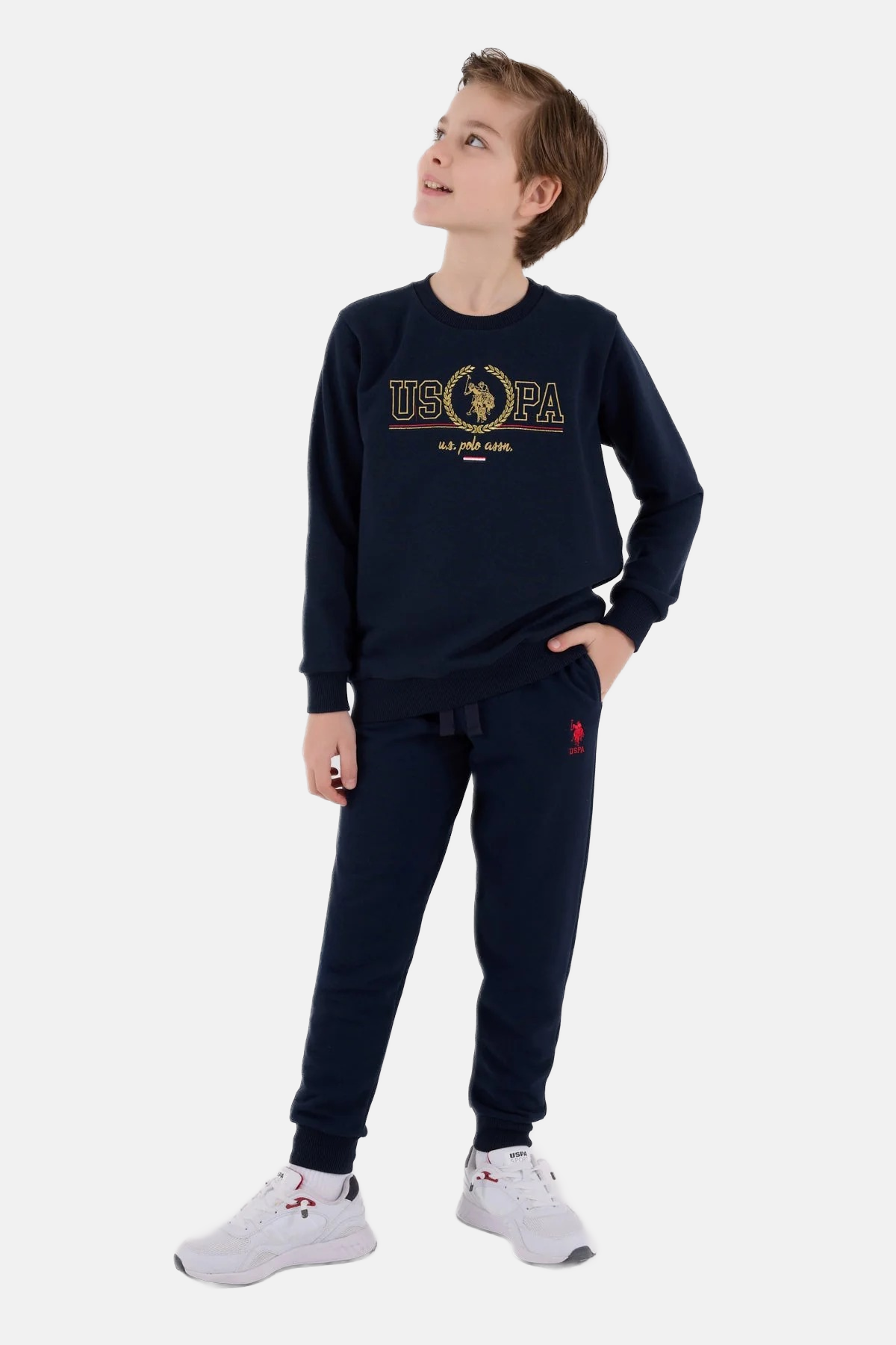 U.S. Polo Assn. teget plava trenerka za dječake sa zlatnim detaljima