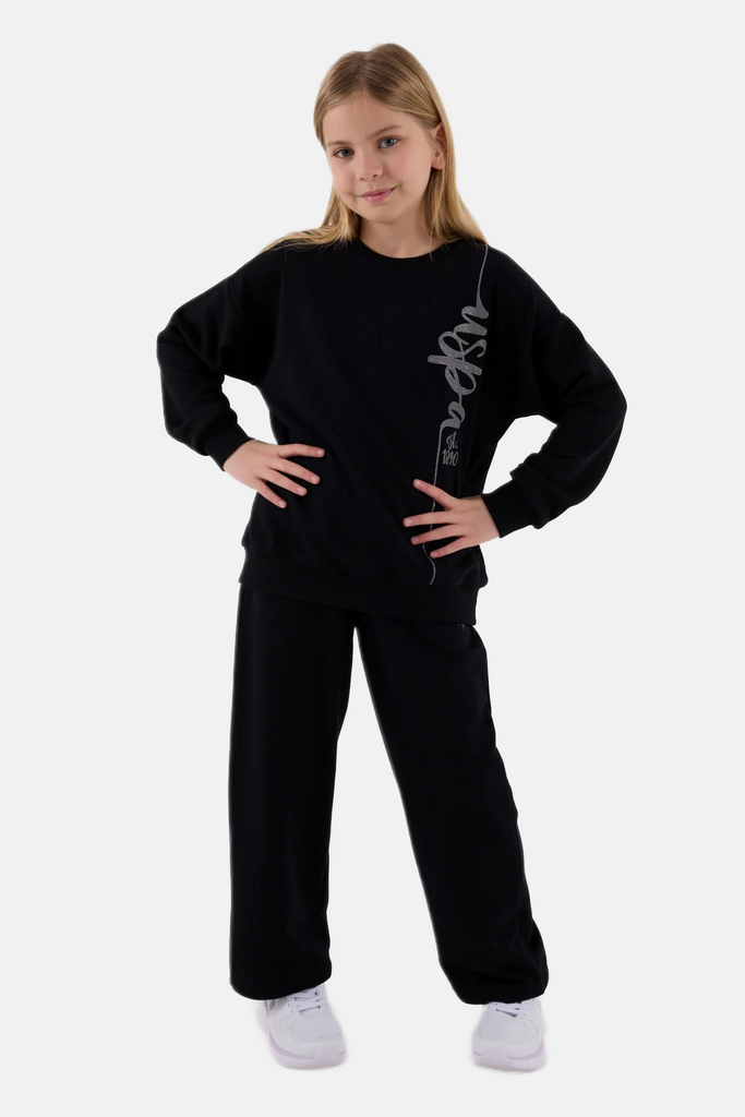 U.S. Polo Assn. crna trenerka za djevojčice sa natpisom-[SKU]