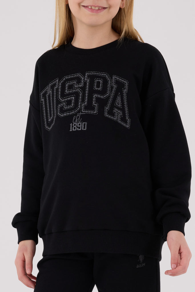 U.S. Polo Assn. crna trenerka za djevojčice sa sivim znakom-[SKU]