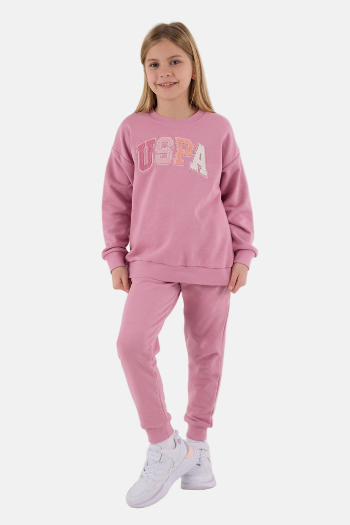 U.S. Polo Assn. roza trenerka za djevojčice sa logom u boji-[SKU]