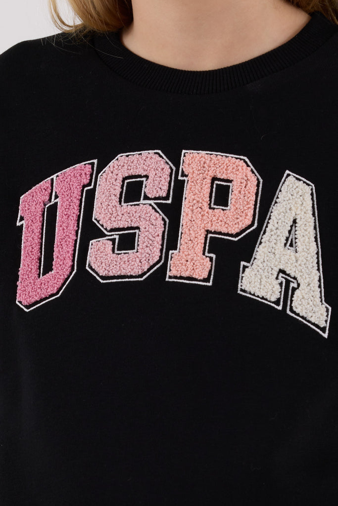 U.S. Polo Assn. crna trenerka za djevojčice s logom u boji-[SKU]