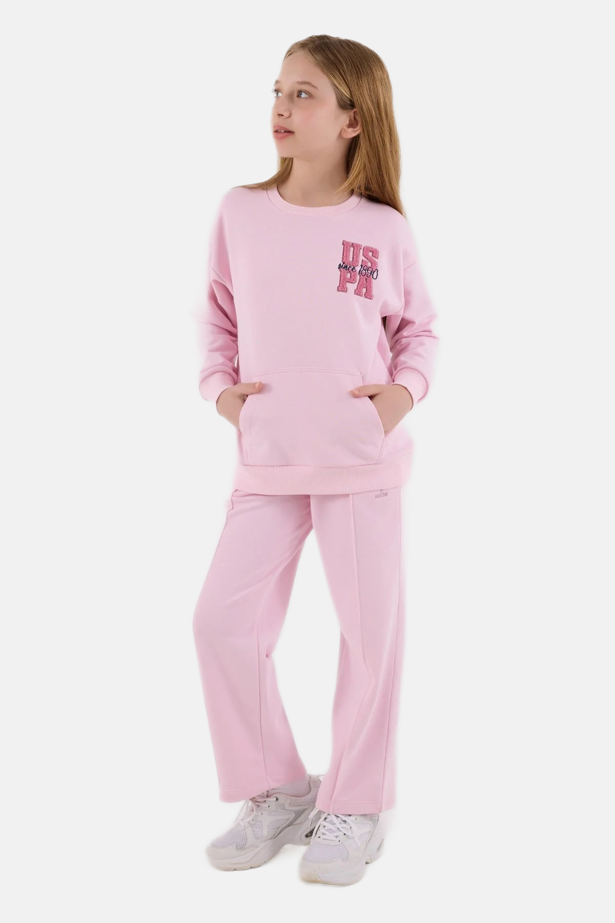 U.S. Polo Assn. pink trenerka za djevojčice sa džepovima