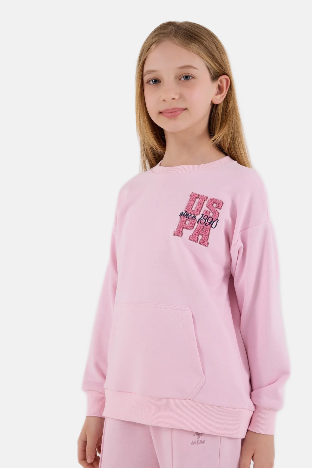 U.S. Polo Assn. pink trenerka za djevojčice sa džepovima