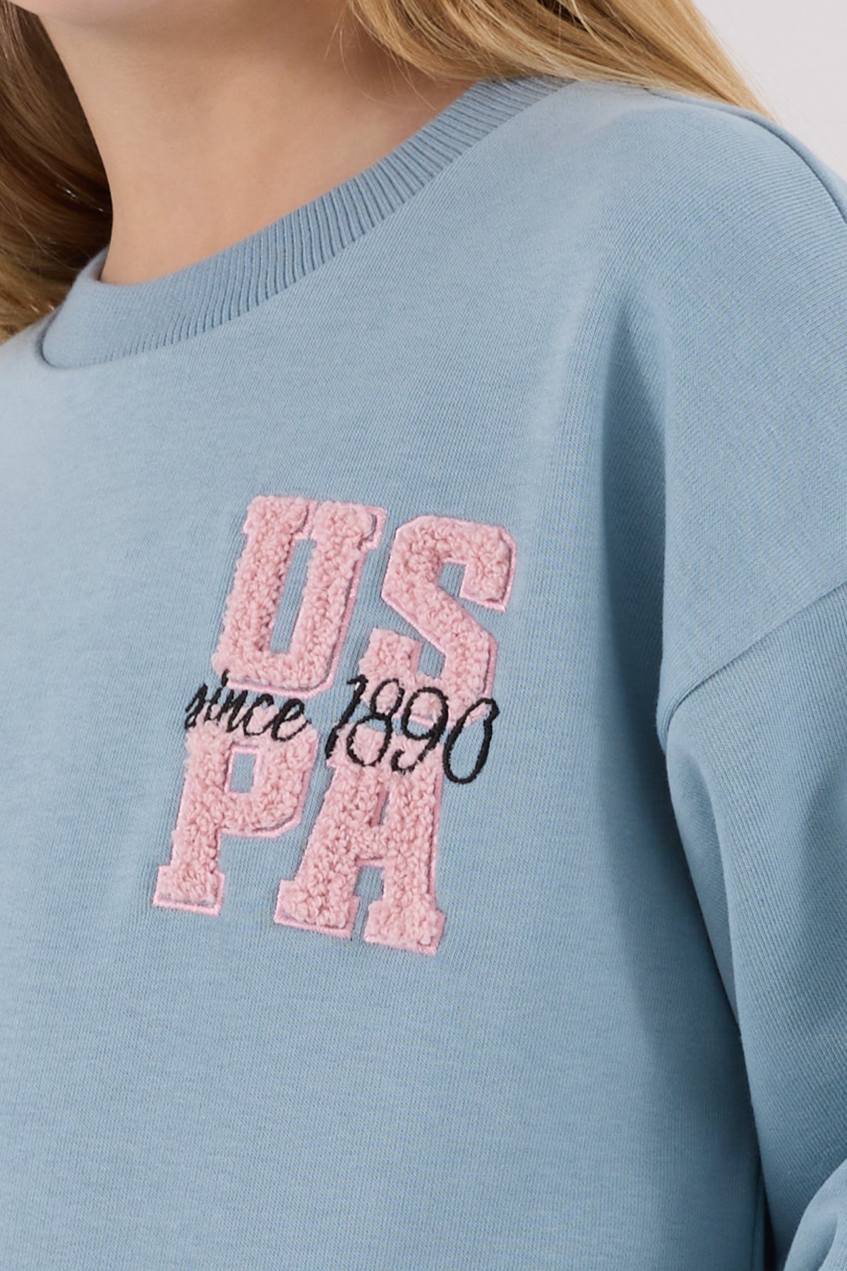 U.S. Polo Assn. plava trenerka za djevojčice s roze znakom