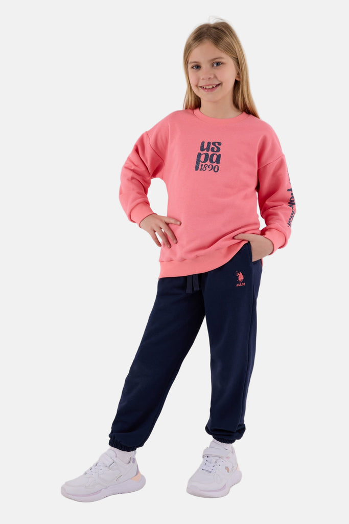U.S. Polo Assn. pink trenerka za djevojčice sa vizualom-[SKU]
