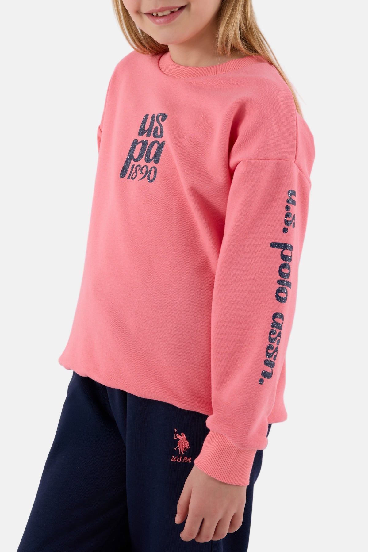 U.S. Polo Assn. pink trenerka za djevojčice sa vizualom