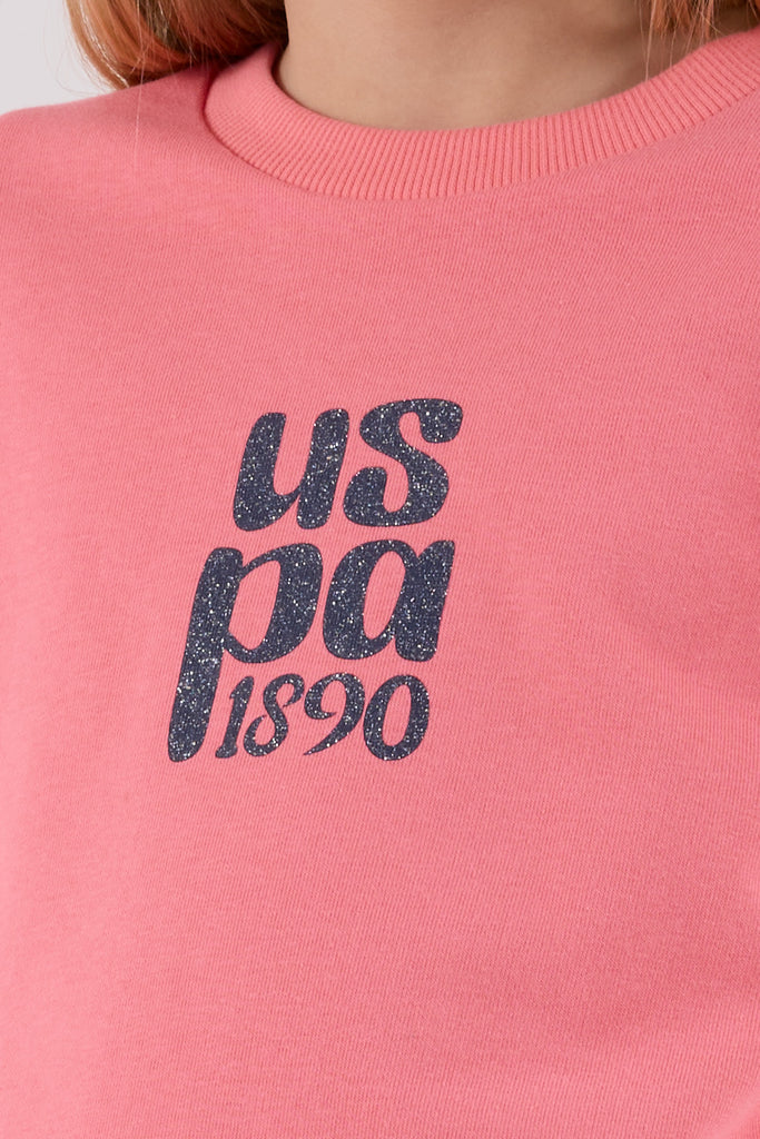 U.S. Polo Assn. pink trenerka za djevojčice sa vizualom-[SKU]