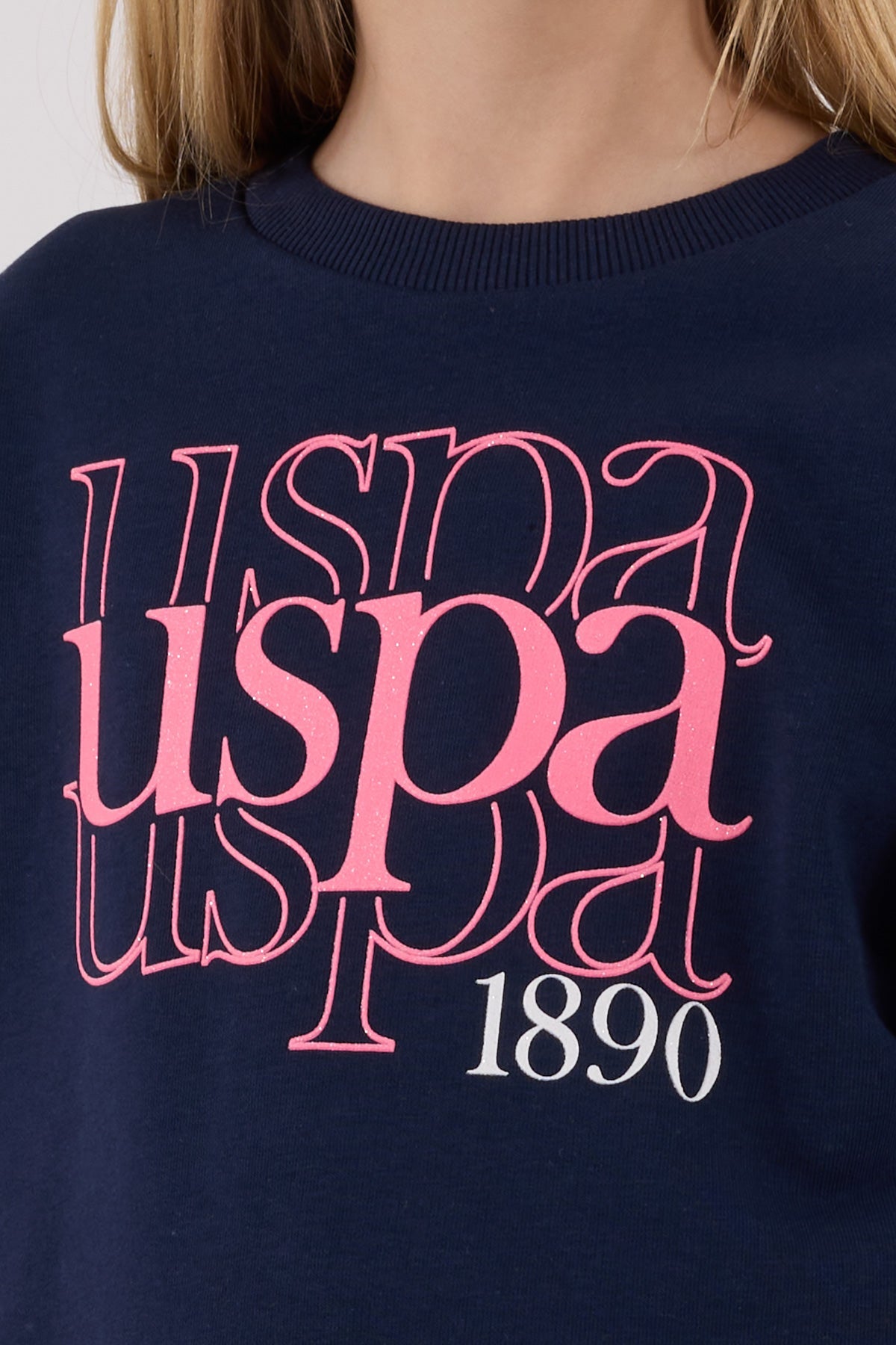 U.S. Polo Assn. teget plava trenerka za djevojčice s modernim natpisom