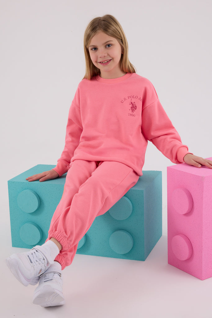 U.S. Polo Assn. pink trenerka za djevojčice sa malim logom-[SKU]