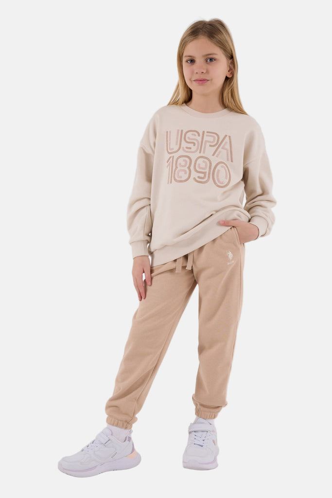U.S. Polo Assn. bež trenerka za djevojčice sa natpisom USPA-[SKU]