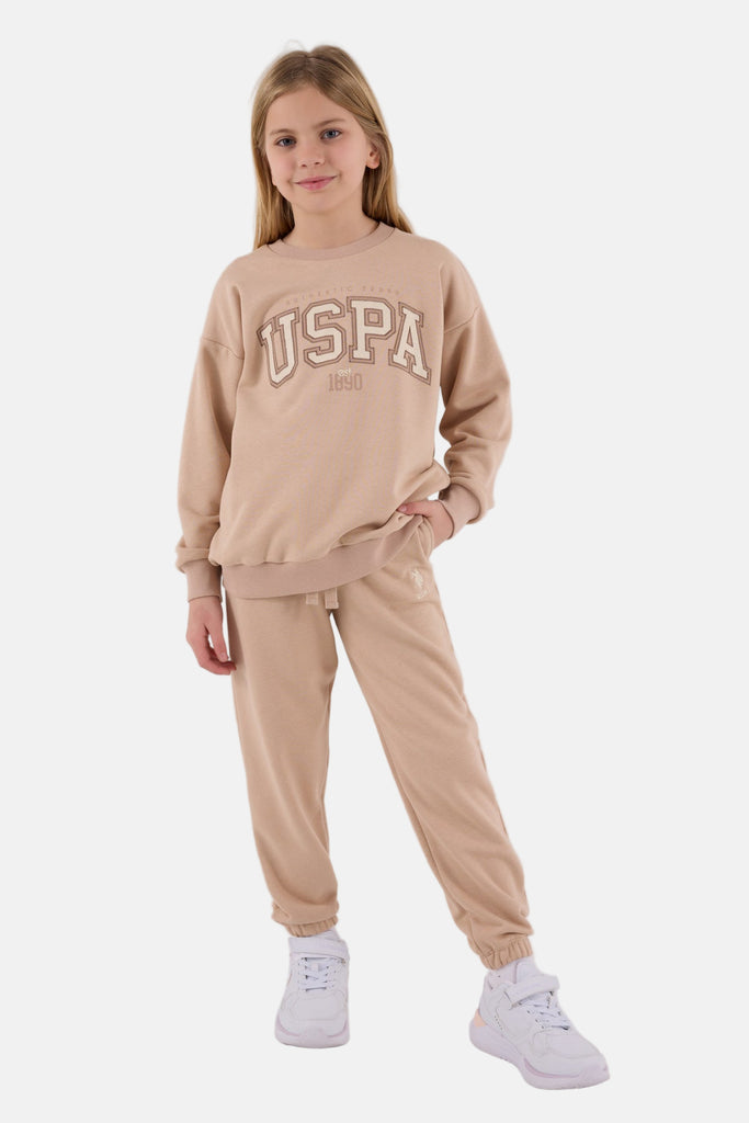 U.S. Polo Assn. smeđa trenerka za djevojčice sa natpisom-[SKU]
