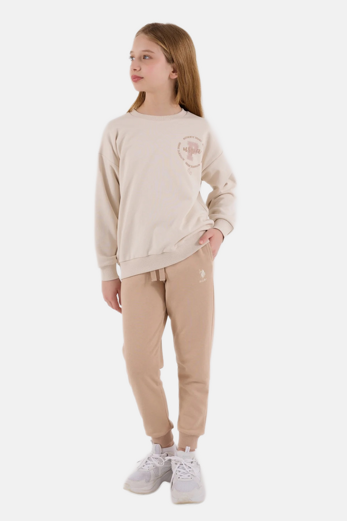 U.S. Polo Assn. bež komplet trenerka za djevojčice-[SKU]