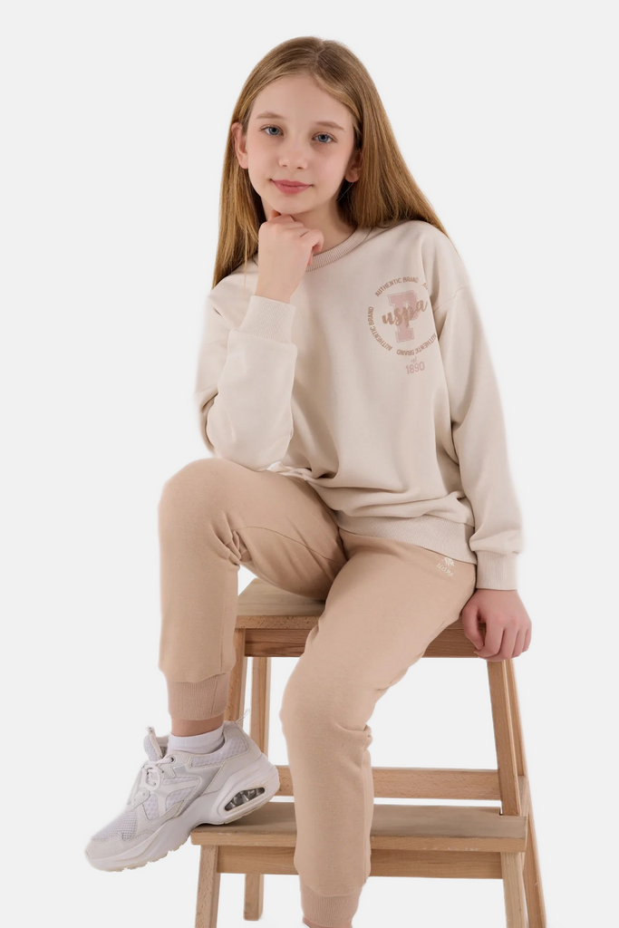 U.S. Polo Assn. bež komplet trenerka za djevojčice-[SKU]