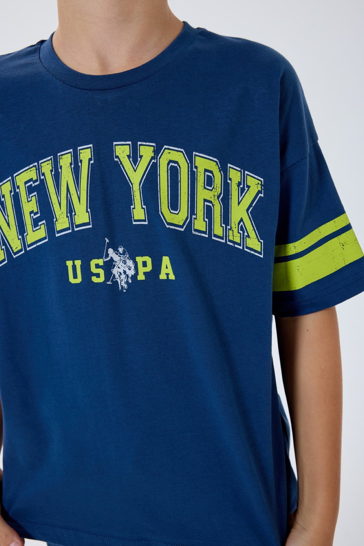 U.S. Polo Assn. plavi komplet majice s New York printom i šorca za dječake