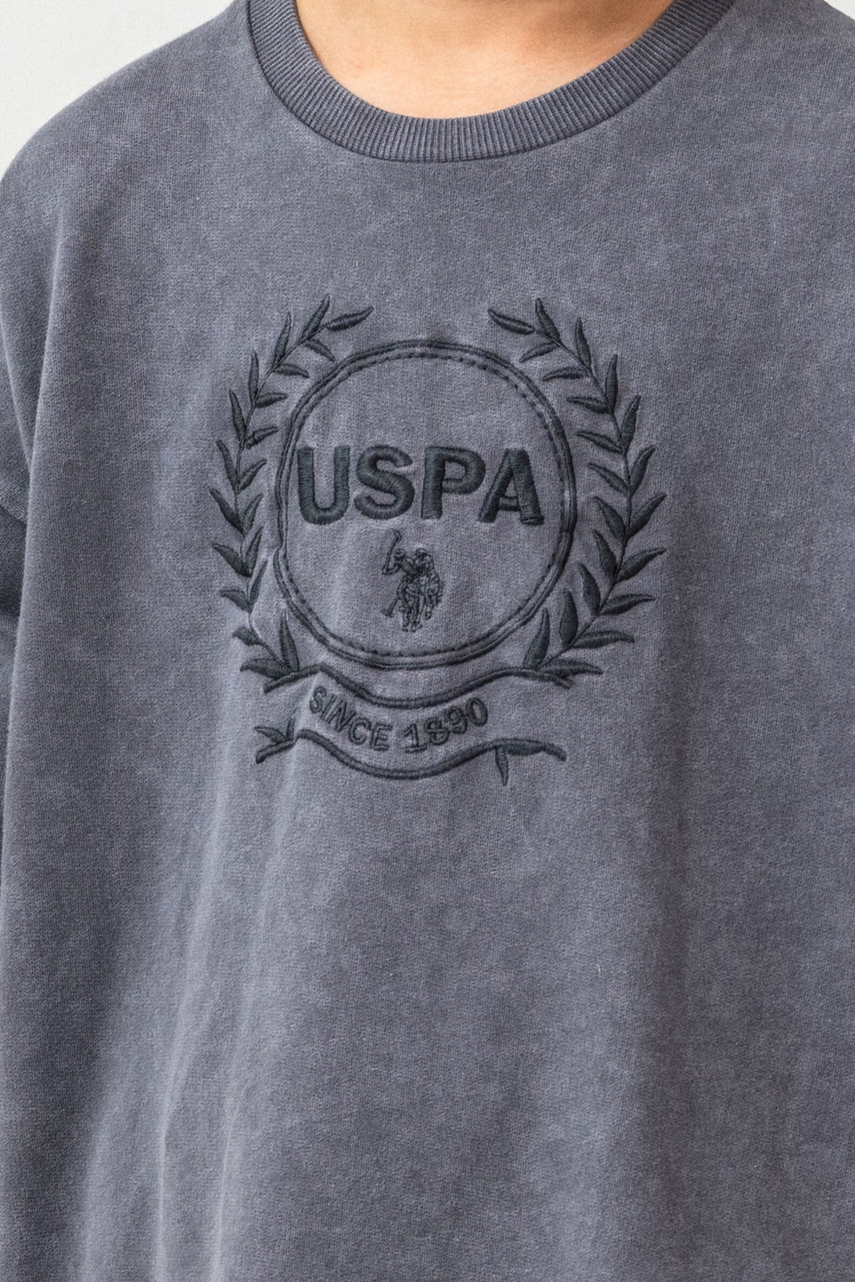 U.S. Polo Assn. sivi komplet za dječake majica i šorc sa ispranim efektom