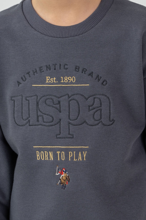 U.S. Polo Assn. antracit sivi komplet trenerke za dječake s reljefnim USPA natpisom