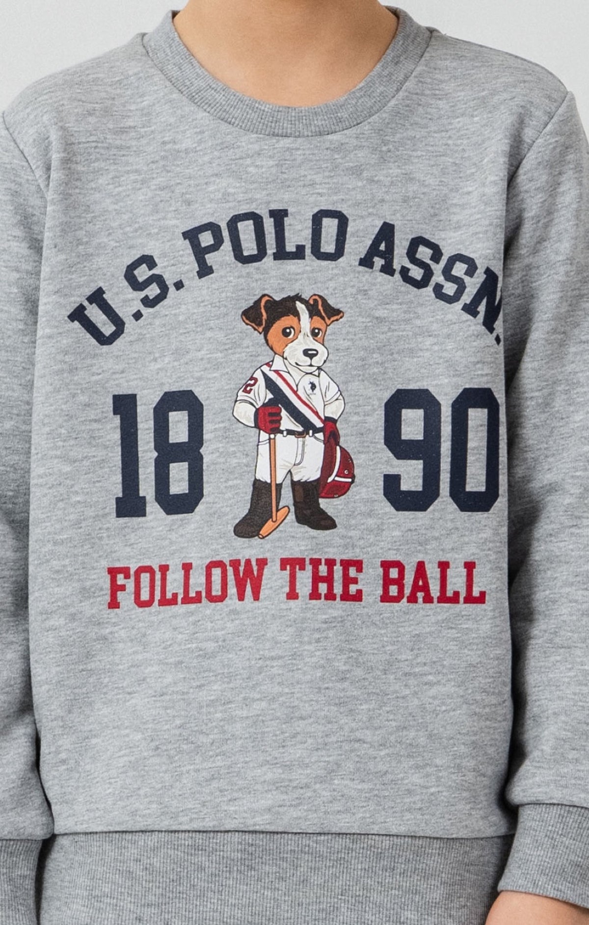 U.S. Polo Assn. sivi melanž komplet trenerke za dječake s printom medvjedića