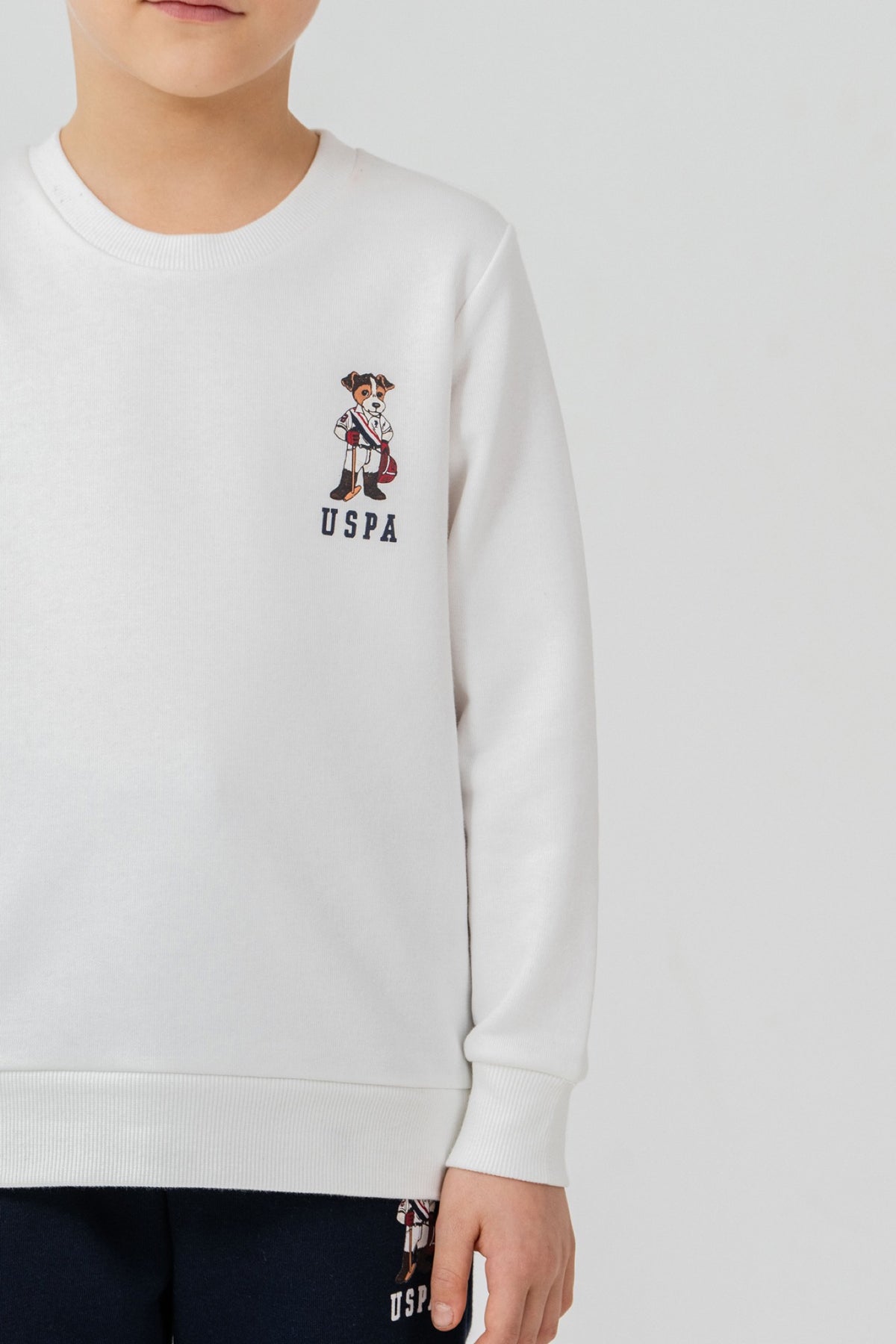 U.S. Polo Assn. bijeli komplet trenerke za dječake s malim printom maskote