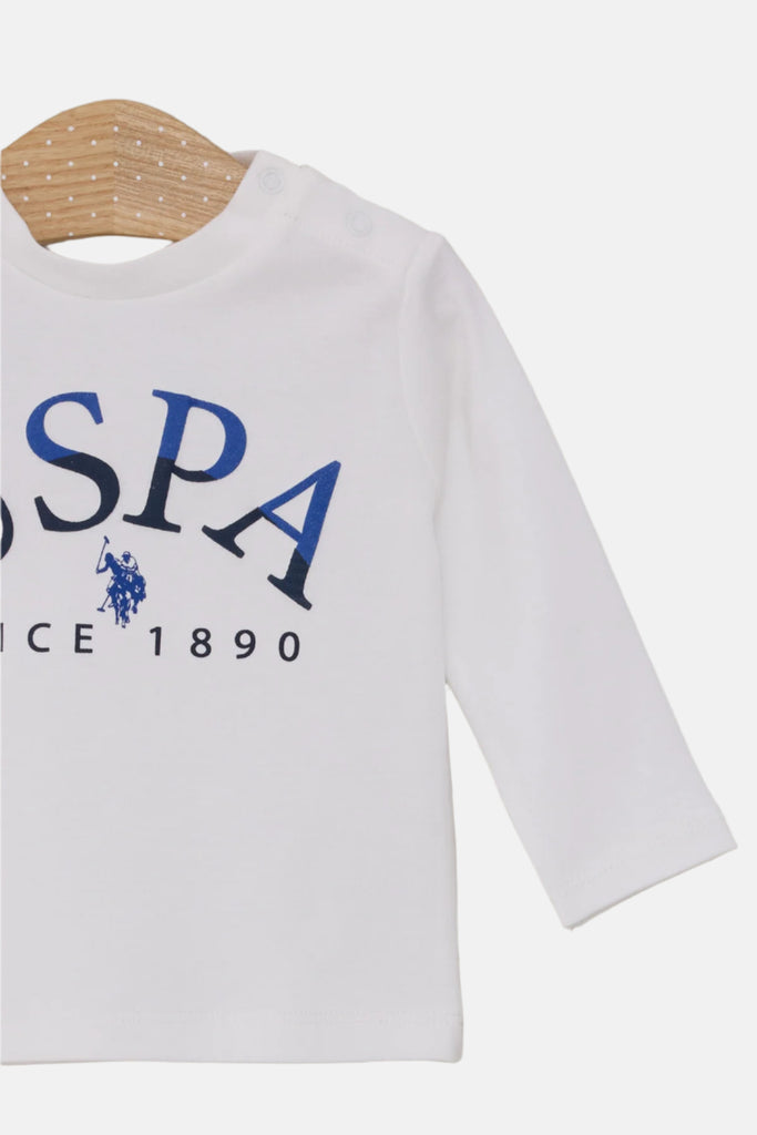 U.S. Polo Assn. bež komplet za bebe sa dugim rukavima-[SKU]