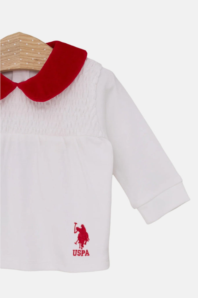 U.S. Polo Assn. bijela trenerka za djevojčice s crvenim detaljima-[SKU]