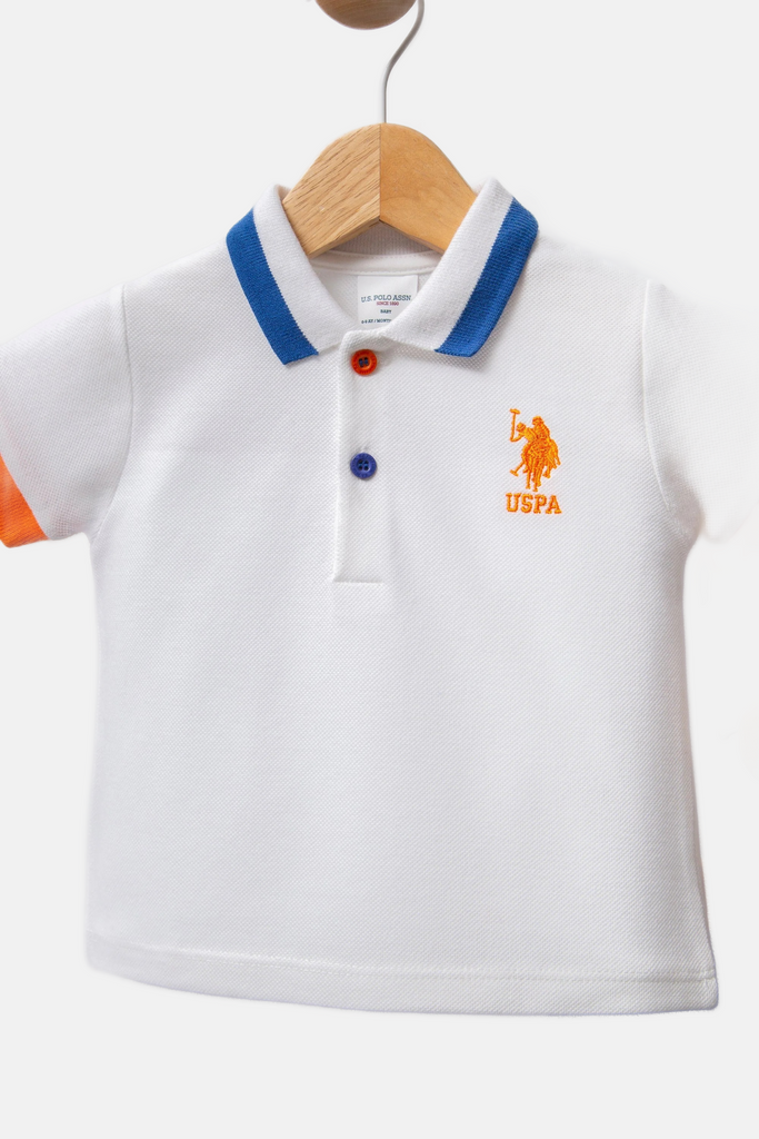 U.S. Polo Assn. bijeli komplet za bebe s kratkim rukavima i kratke hlače-[SKU]