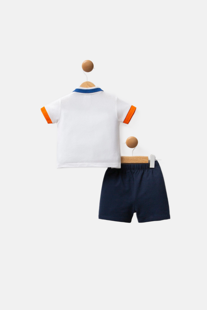 U.S. Polo Assn. bijeli komplet za bebe s kratkim rukavima i kratke hlače-[SKU]