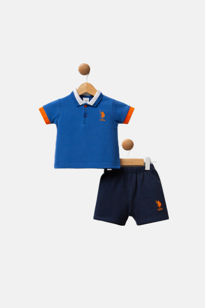 U.S. Polo Assn. svijetlo plavi komplet za bebe s kratkim rukavima i kratkim hlačama-[SKU]