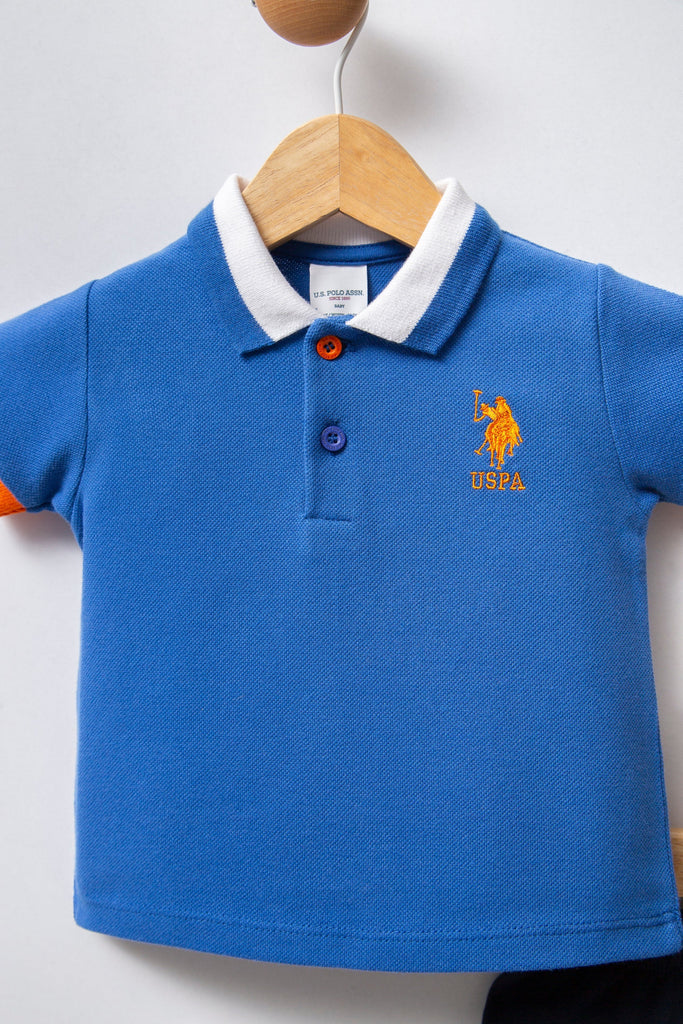 U.S. Polo Assn. svijetlo plavi komplet za bebe s kratkim rukavima i kratkim hlačama-[SKU]