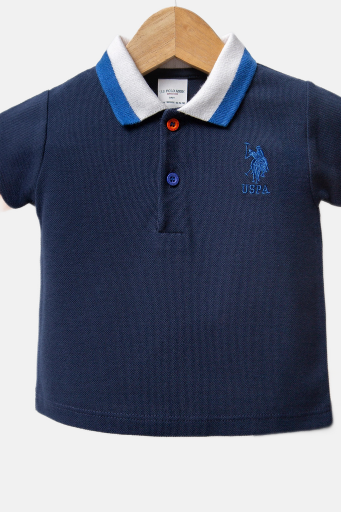 U.S. Polo Assn. teget plavi komplet za bebe s kratkim rukavima i šorcem-[SKU]