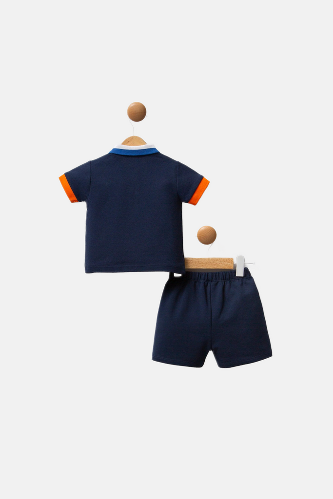 U.S. Polo Assn. teget plavi komplet za bebe s kratkim rukavima i šorcem-[SKU]