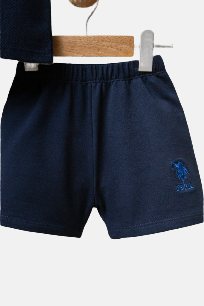 U.S. Polo Assn. teget plavi komplet za bebe s kratkim rukavima i šorcem-[SKU]