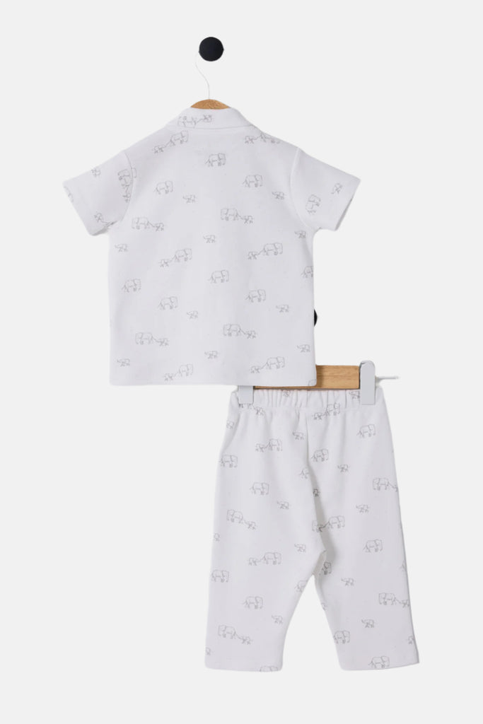 U.S. Polo Assn. bijeli komplet za bebe s uzorkom slonova-[SKU]