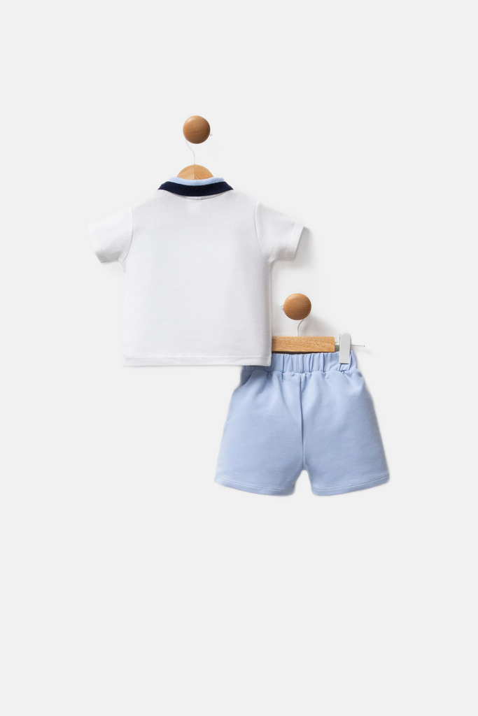 U.S. Polo Assn. bijeli komplet za bebe s plavim šorcem i majicom-[SKU]