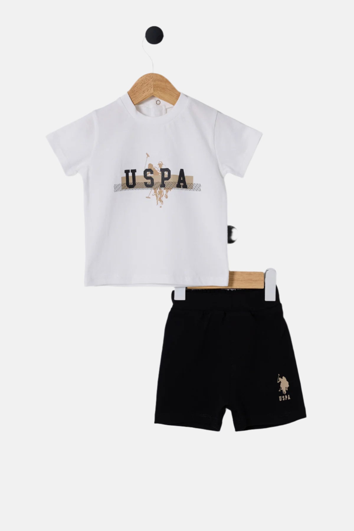 U.S. Polo Assn. bež komplet za bebe s kratkim rukavima