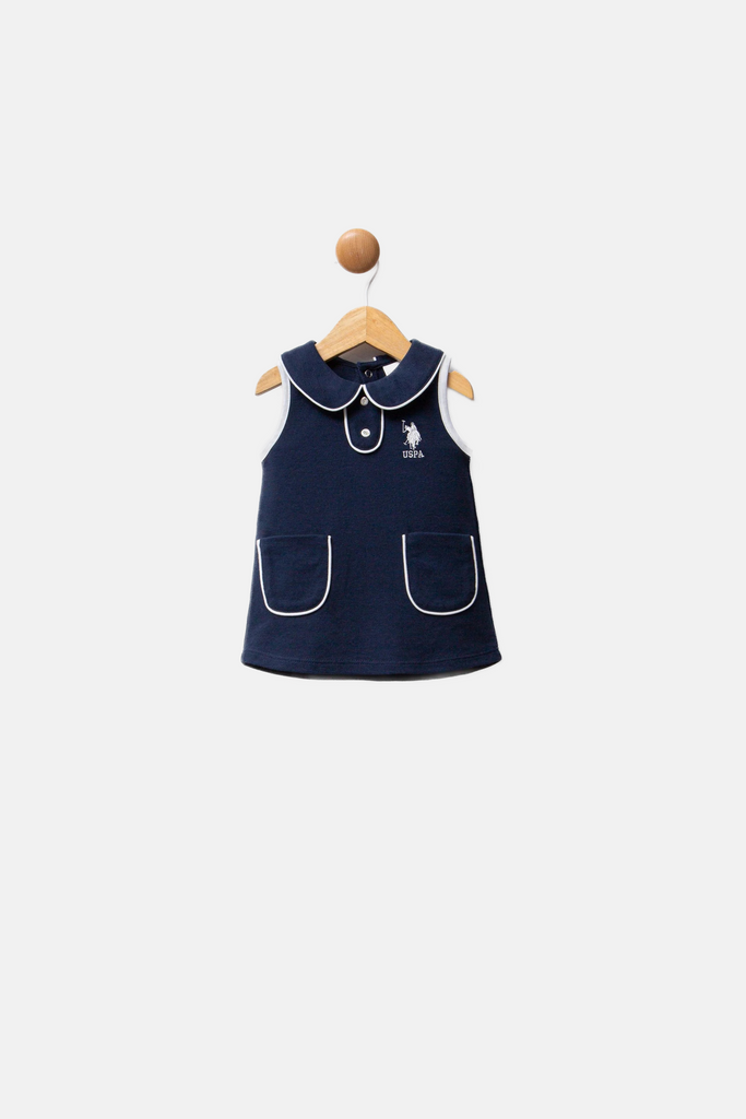 U.S. Polo Assn. teget haljina za bebe s ovratnikom i džepovima-[SKU]