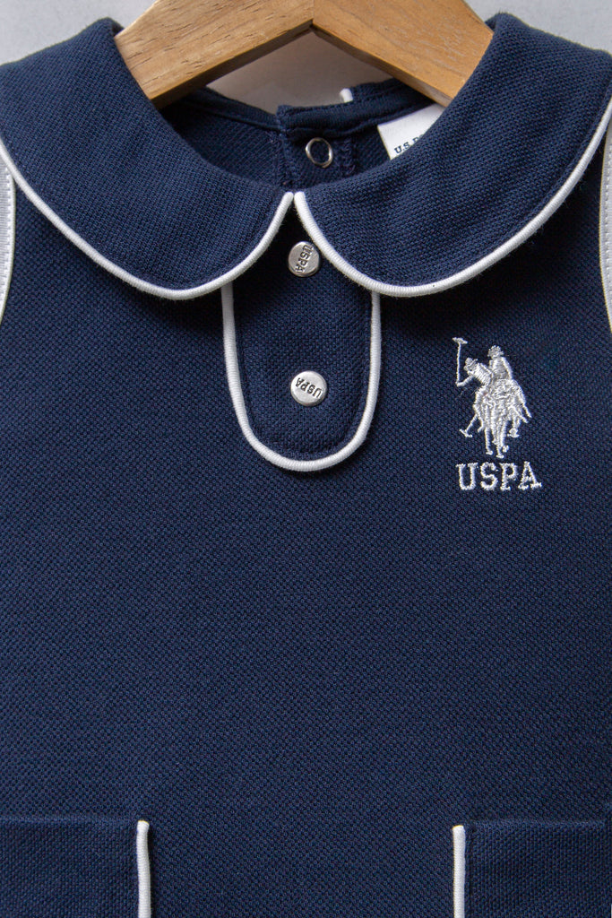 U.S. Polo Assn. teget haljina za bebe s ovratnikom i džepovima-[SKU]