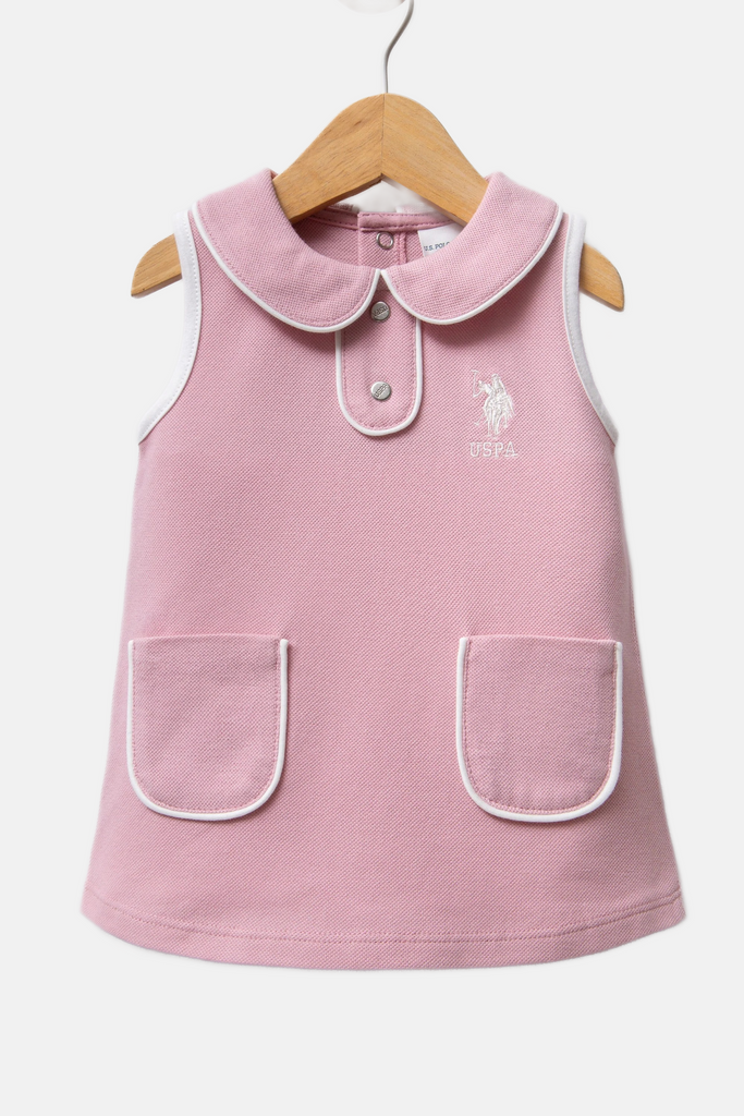 U.S. Polo Assn. haljina za bebe svijetlo ružičasta s džepovima-[SKU]