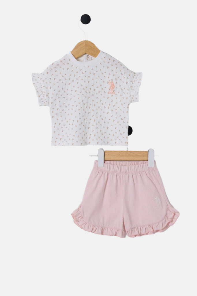 U.S. Polo Assn. bijeli komplet za bebe s volanima-[SKU]