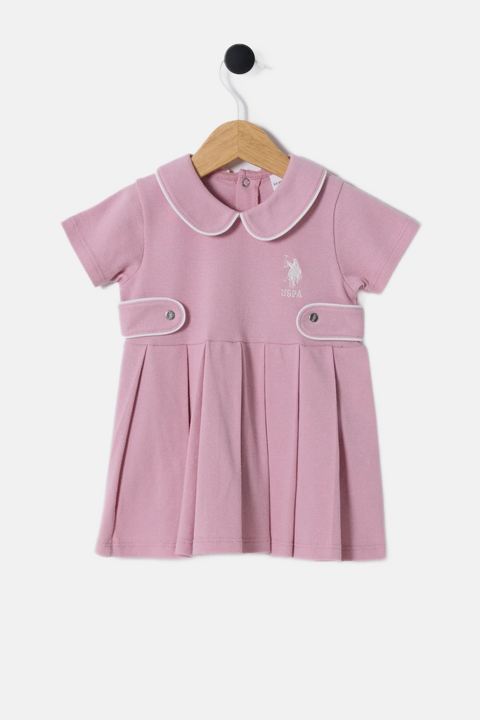 U.S. Polo Assn. roza haljina za bebe s kragnom-[SKU]