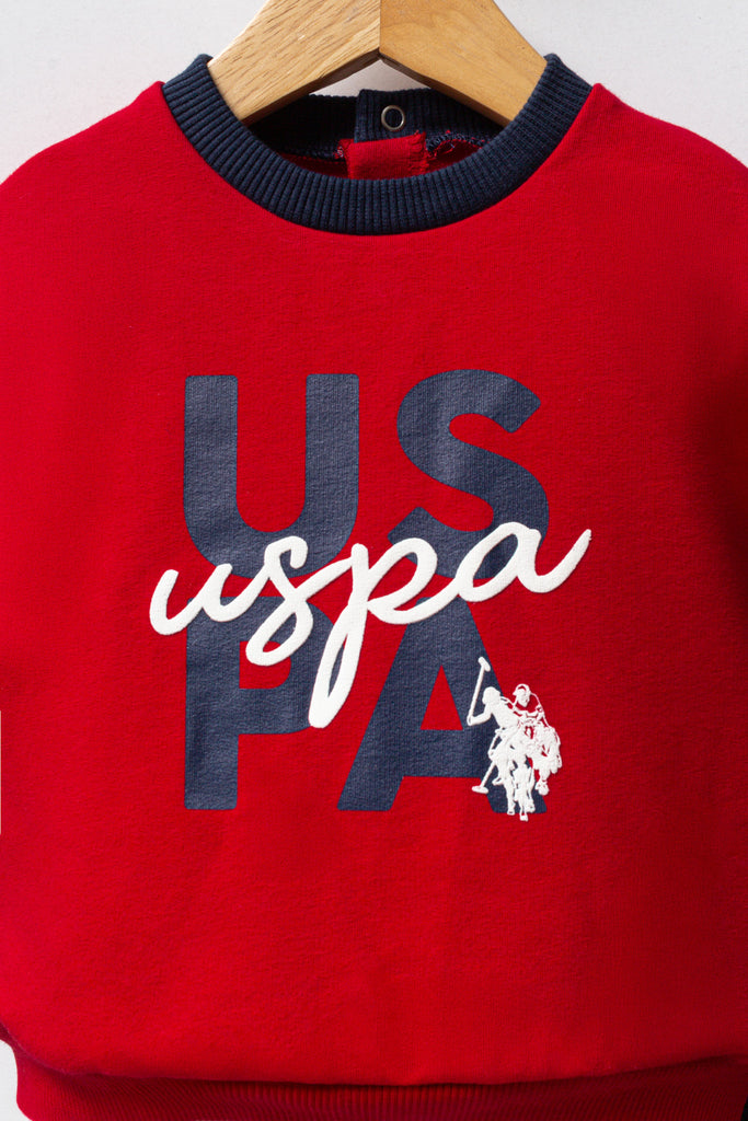 U.S. Polo Assn. crvena trenerka za dječake sa teget rukavima-[SKU]