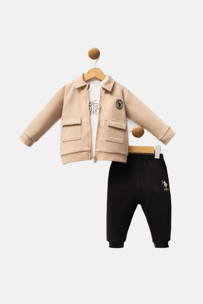 U.S. Polo Assn. bež trenerka za dječake sa majicom-[SKU]