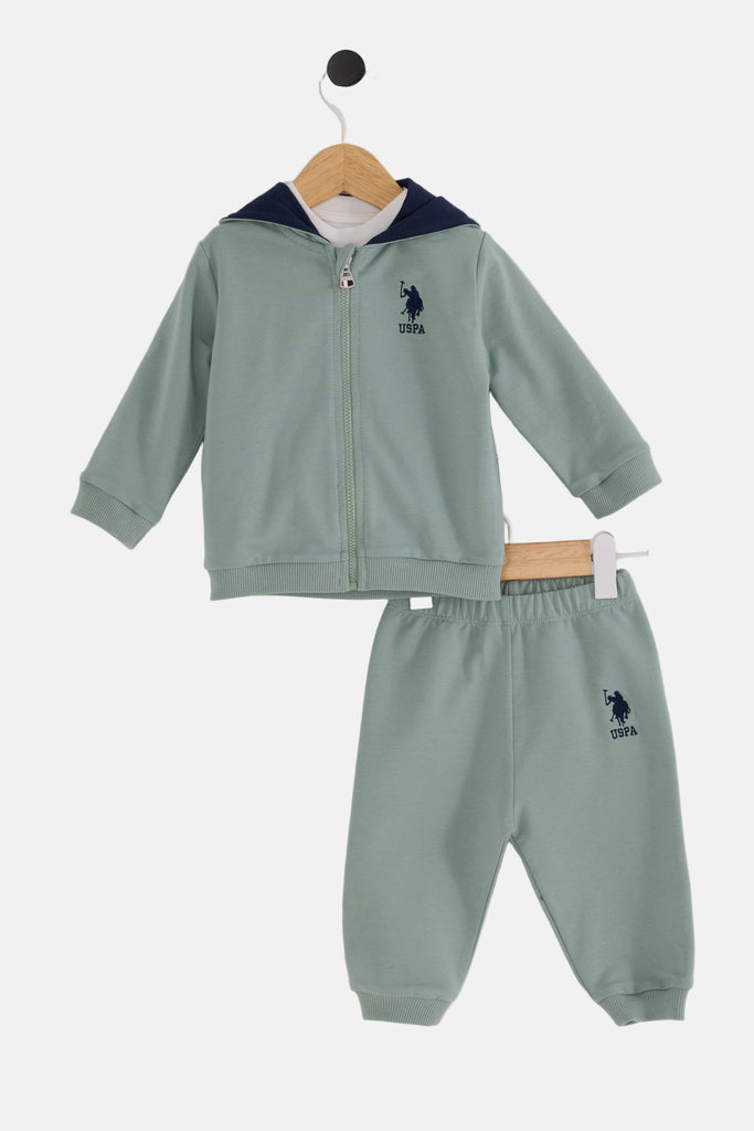 U.S. Polo Assn. zelena trenerka i majica za dječake-[SKU]